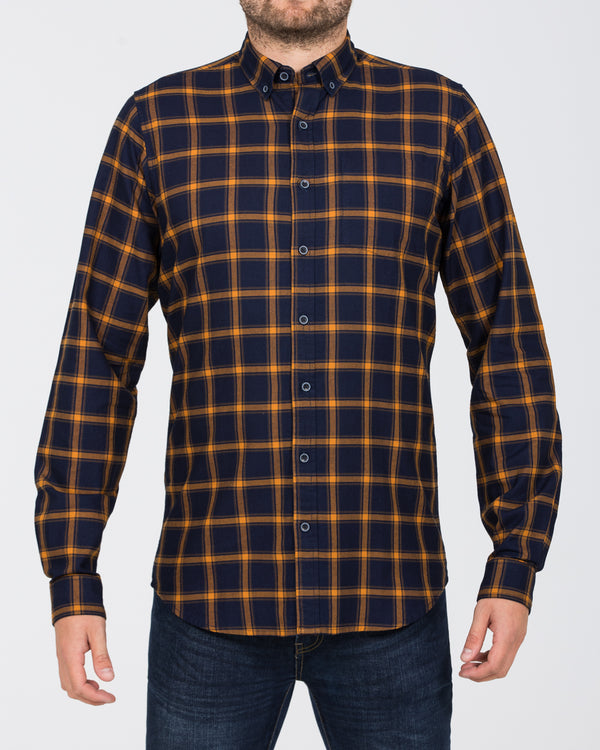 2t Slim Fit Long Sleeve Tall Checked Shirt (gold)