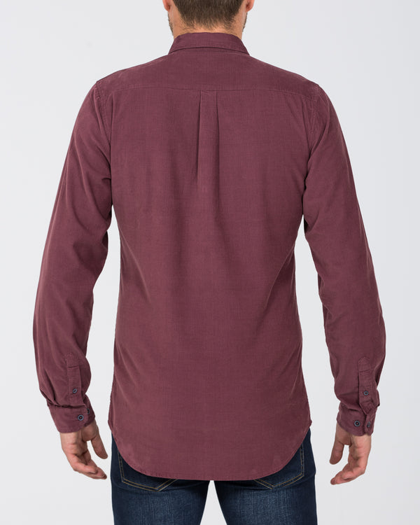 2t Tall Slim Fit Long Sleeve Tall Corduroy Shirt (aubergine)