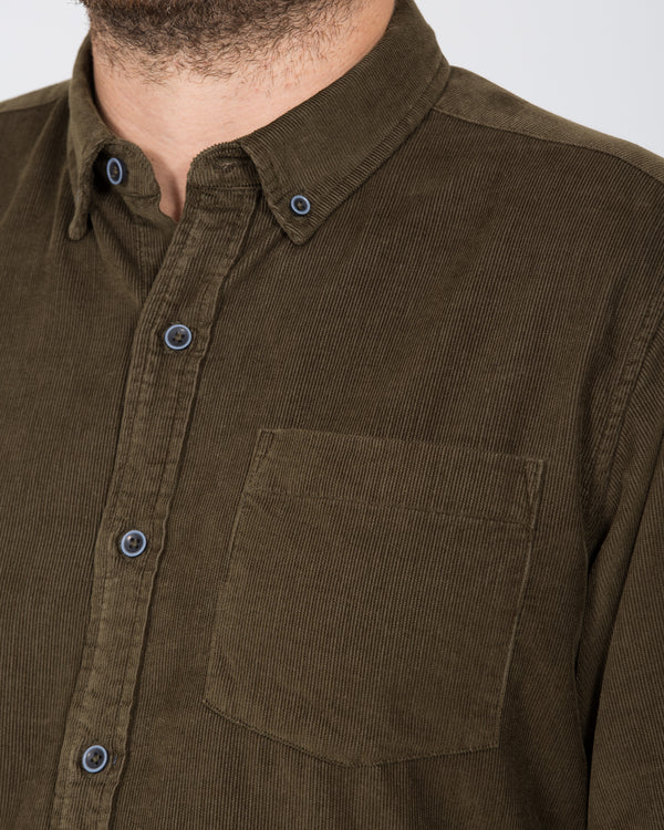 2t Tall Slim Fit Long Sleeve Corduroy Shirt (olive)