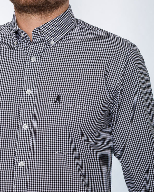 2t Slim Fit Long Sleeve Tall Shirt (black check)