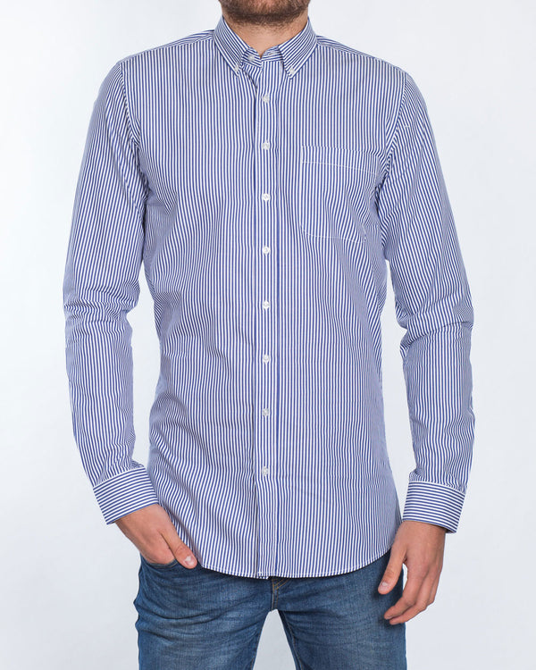 2t Slim Fit Long Sleeve Tall Shirt (blue stripe)