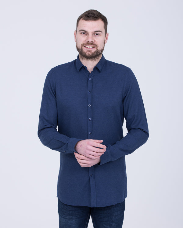 2t Carlos Slim Fit Long Sleeve Tall Shirt (dark blue)