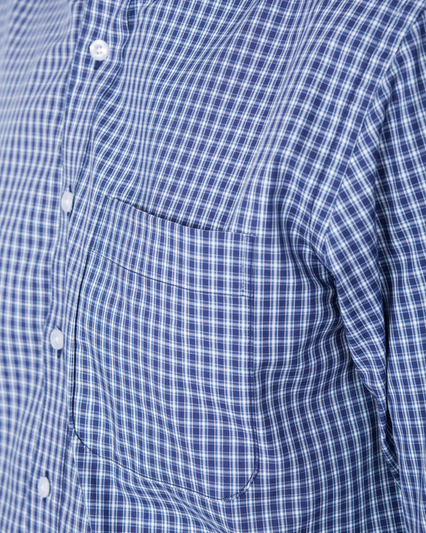 2t Slim Fit Long Sleeve Tall Shirt (dark blue check)