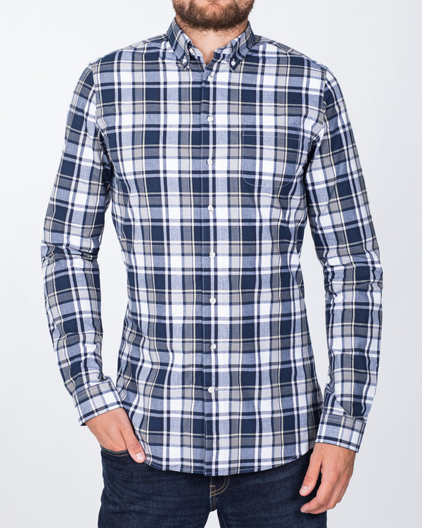 2t Slim Fit Long Sleeve Tall Shirt (indigo check)