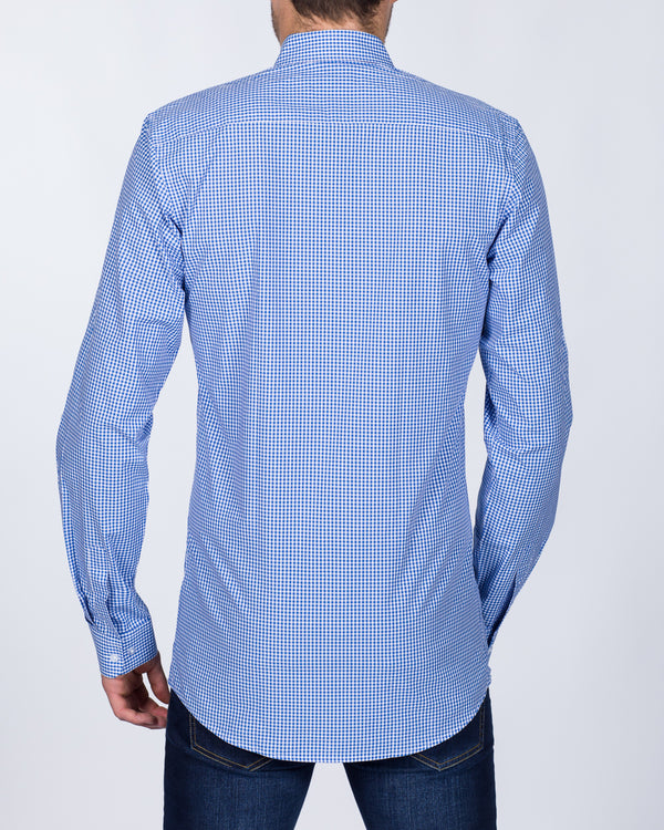 2t Slim Fit Long Sleeve Tall Checked Shirt (blue check)