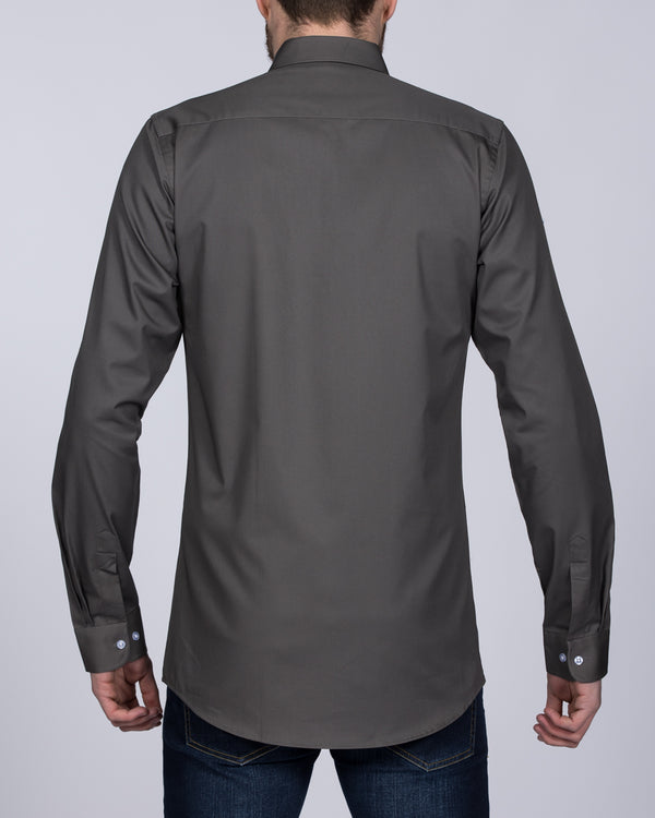 2t Slim Fit Long Sleeve Tall Shirt (dark grey)