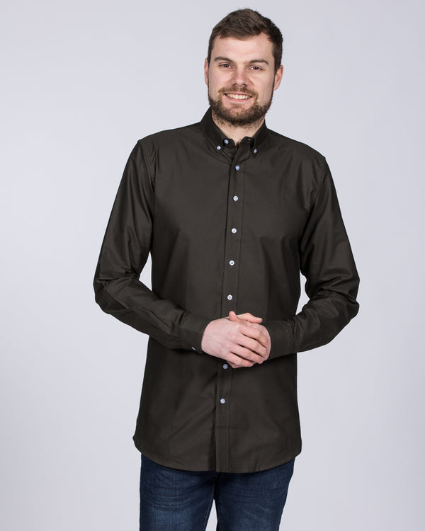 2t Slim Fit Long Sleeve Tall Shirt (dark olive)