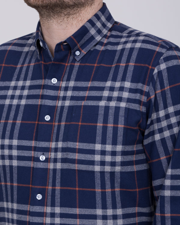 2t Slim Fit Tall Checked Shirt (navy)