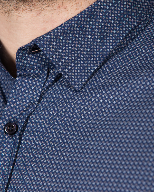2t Luca Slim Fit Tall Shirt (navy pattern)