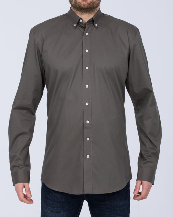 2t Regular Fit Long Sleeve Tall Shirt (charcoal)