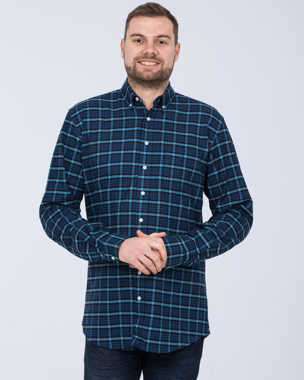 2t Regular Fit Long Sleeve Tall Shirt (indigo check)