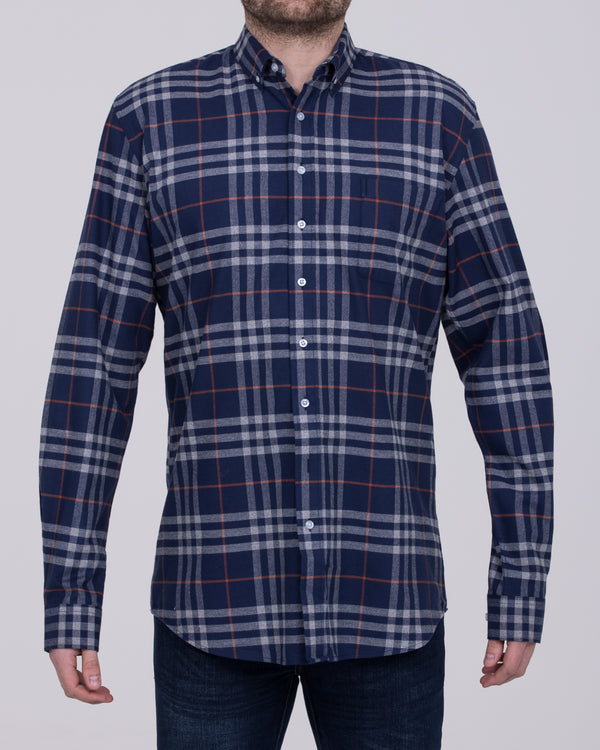 2t Regular Fit Tall Checked Shirt (navy)