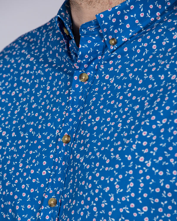 2t Slim Fit Short Sleeve Tall Floral Shirt (indigo)