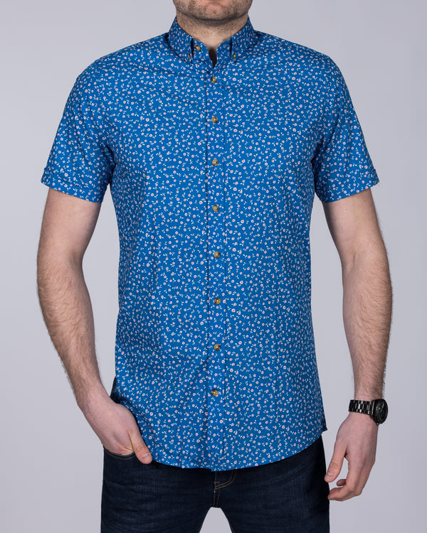 2t Slim Fit Short Sleeve Tall Floral Shirt (indigo)