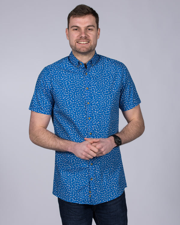 2t Slim Fit Short Sleeve Tall Floral Shirt (indigo)