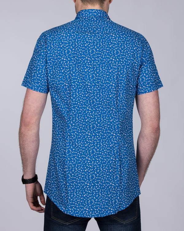2t Slim Fit Short Sleeve Tall Floral Shirt (indigo)