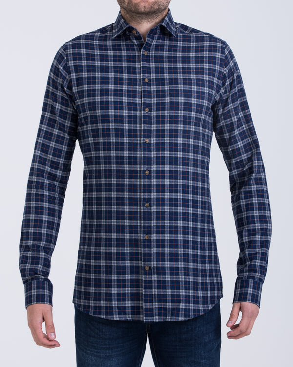 2t Slim Fit Long Sleeve Tall Shirt (grey check)