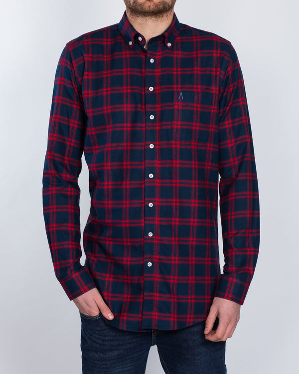 2t Slim Fit Long Sleeve Tall Shirt (red blue)