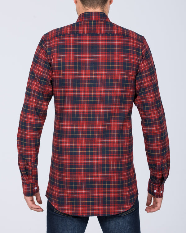 2t Slim Fit Long Sleeve Tall Checked Shirt (red/navy)