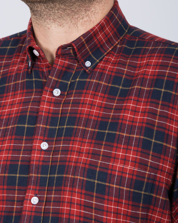 2t Regular Fit Long Sleeve Tall Checked Shirt (red/navy)