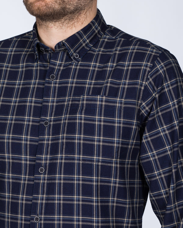 2t Slim Fit Long Sleeve Tall Checked Shirt (navy)