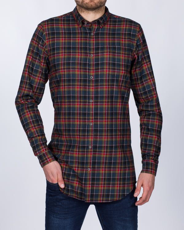 2t Slim Fit Long Sleeve Tall Checked Shirt (multi)