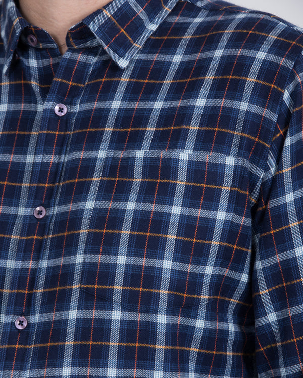 2t Slim Fit Long Sleeve Tall Checked Shirt (sapphire)
