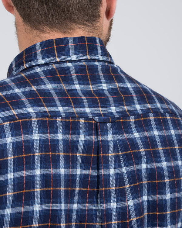 2t Slim Fit Long Sleeve Tall Checked Shirt (sapphire)