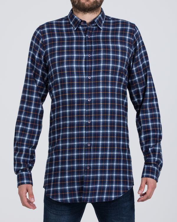 2t Slim Fit Long Sleeve Tall Checked Shirt (sapphire)