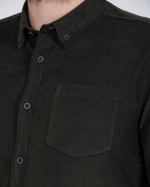 2t Slim Fit Long Sleeve Tall Corduroy Shirt (olive)