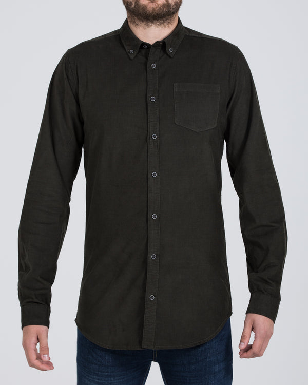 2t Slim Fit Long Sleeve Tall Corduroy Shirt (olive)