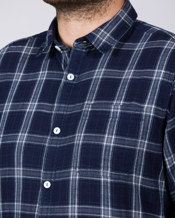 2t Slim Fit Long Sleeve Tall Checked Shirt (indigo)
