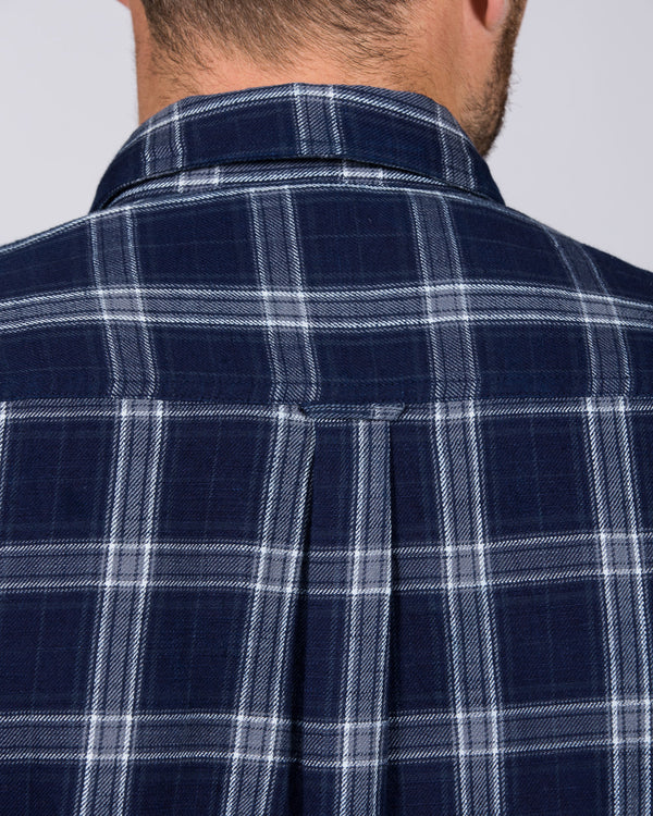 2t Slim Fit Long Sleeve Tall Checked Shirt (indigo)