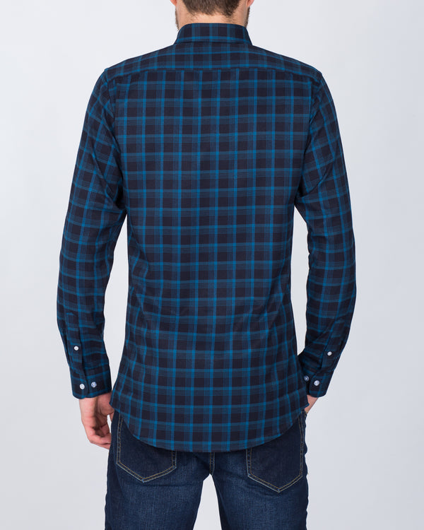 2t Slim Fit Long Sleeve Tall Shirt (black/turquoise)