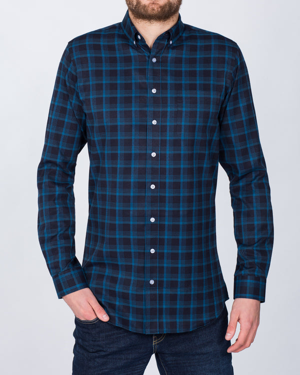 2t Slim Fit Long Sleeve Tall Shirt (black/turquoise)
