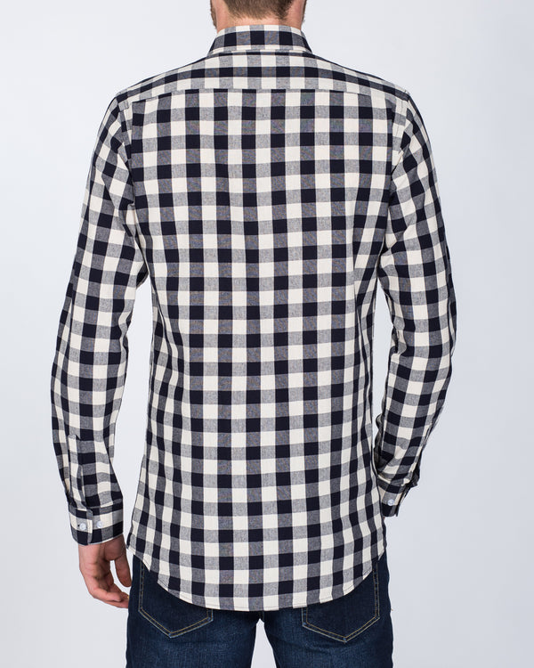 2t Slim Fit Long Sleeve Tall Shirt (navy creme check)