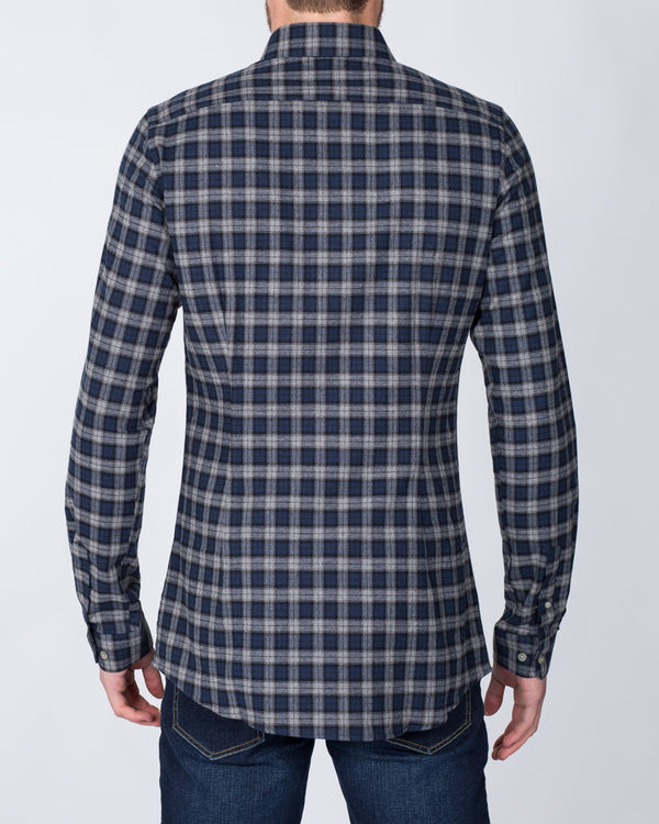 2t Slim Fit Long Sleeve Tall Shirt (deep sea check)