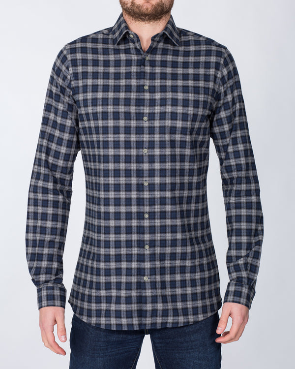 2t Slim Fit Long Sleeve Tall Shirt (deep sea check)