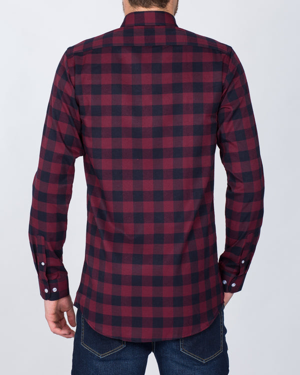 2t Slim Fit Long Sleeve Tall Shirt (maroon check)