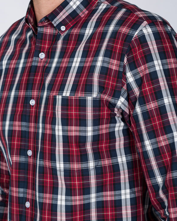 2t Slim Fit Long Sleeve Tall Shirt (navy red)