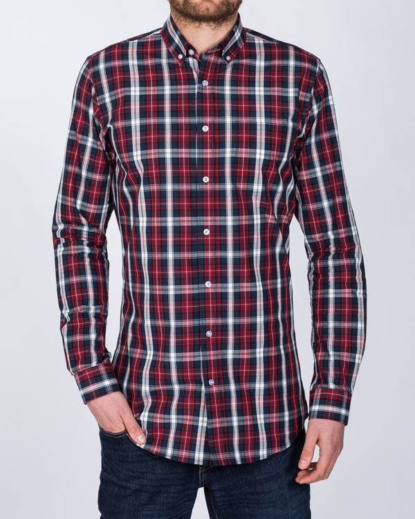 2t Slim Fit Long Sleeve Tall Shirt (navy red)