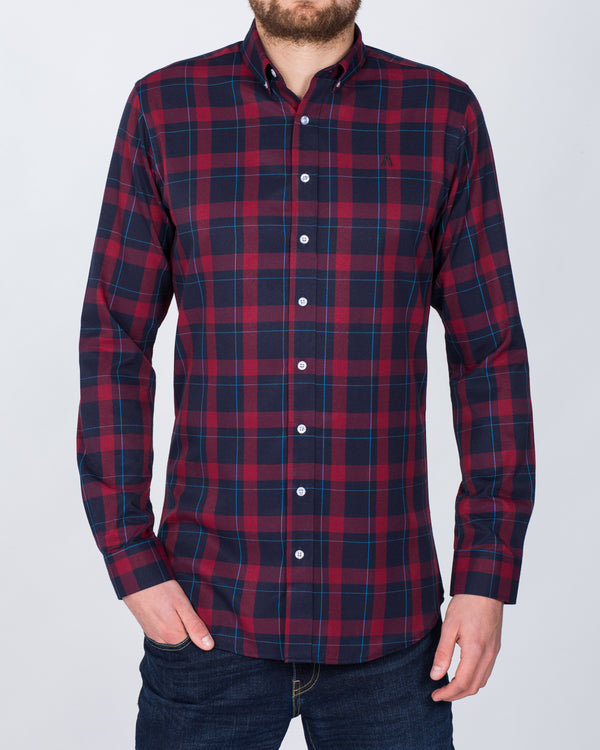 2t Slim Fit Long Sleeve Tall Shirt (red/navy)