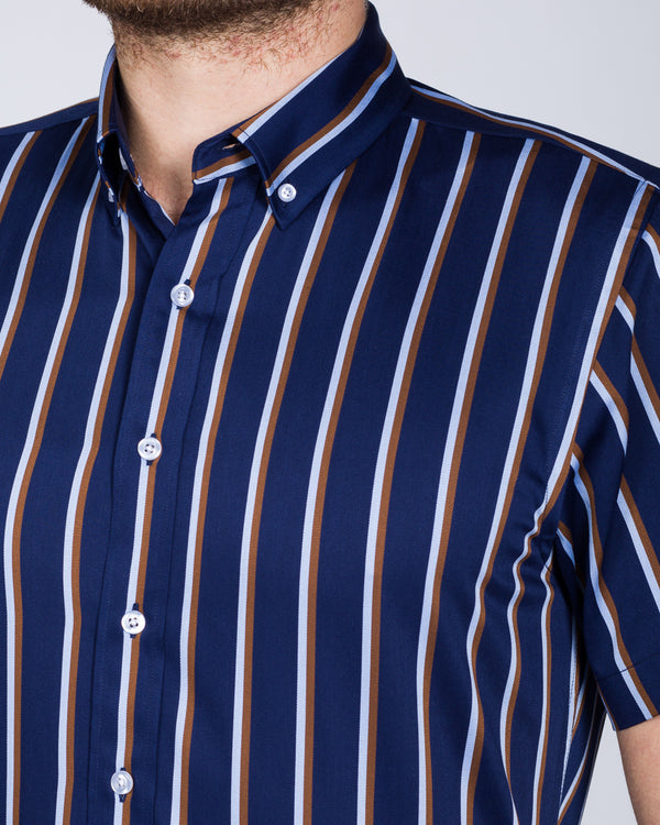 2t Slim Fit Short Sleeve Tall Shirt (navy/brown)