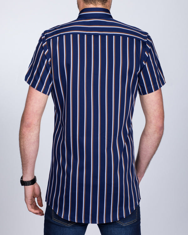 2t Slim Fit Short Sleeve Tall Shirt (navy/brown)