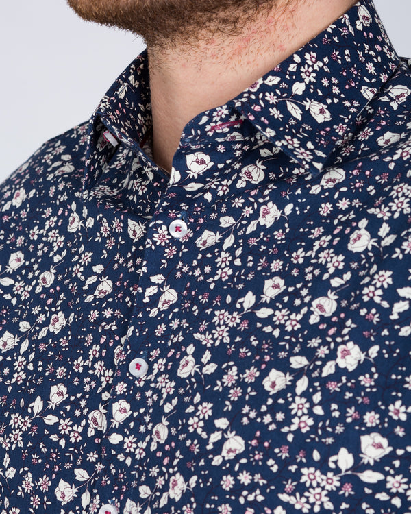 2t Slim Fit Long Sleeve Tall Shirt (navy floral)