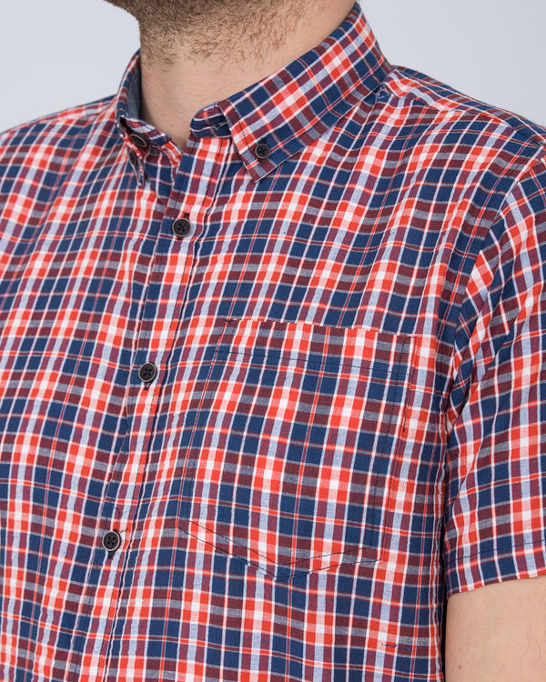2t Short Sleeve Tall Checked Shirt (navy)