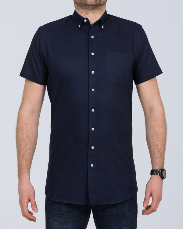 2t Extra Long Short Sleeve Tall Mens Slim Fit Shirt (navy) Tall