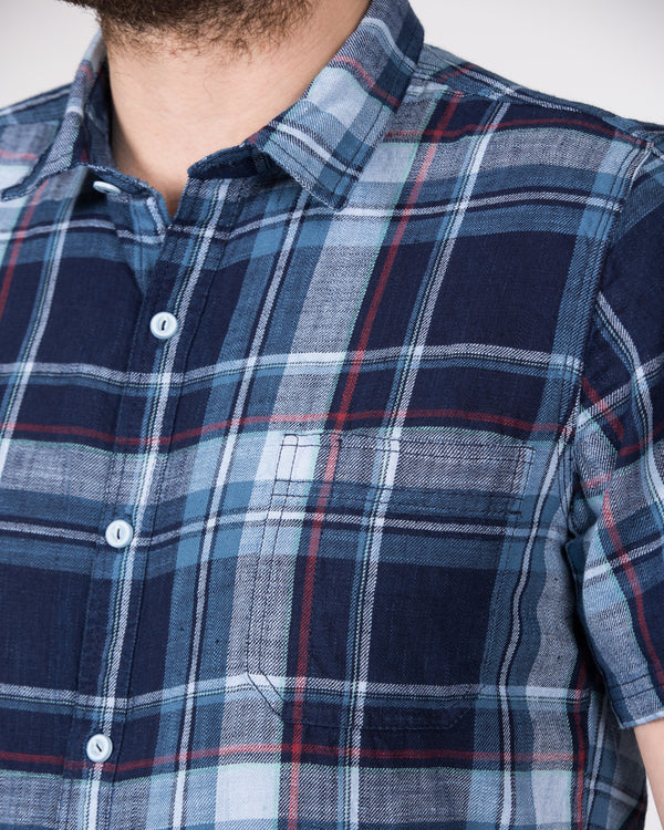 2t Slim Fit Short Sleeve Tall Shirt (aqua check)