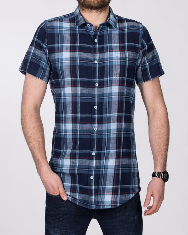 2t Slim Fit Short Sleeve Tall Shirt (aqua check)