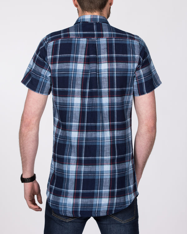2t Slim Fit Short Sleeve Tall Shirt (aqua check)